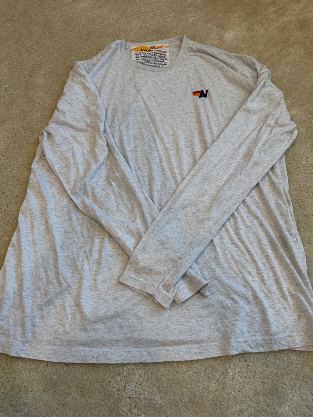 Aviator Nation light grey logo long sleeve tee size XXL